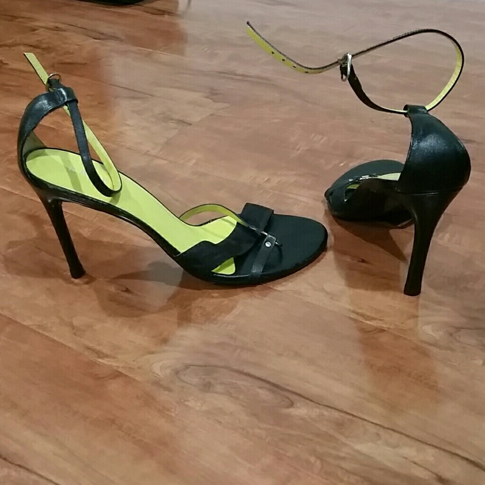 leather black women heel Sandals